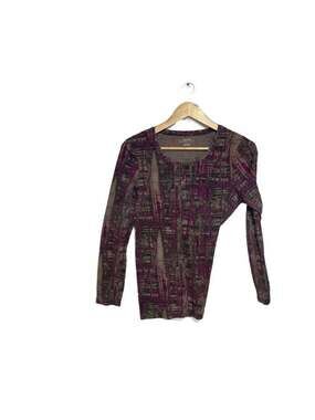 Daisy Fuentes My Favorite T Purple and Grey  Long Sleeve Scoop Neck Top Size Lar